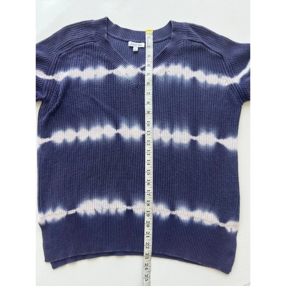 100% Cotton Johnny Was Tie Dye Pullover Knit Sweater Indigo M - Picture 5 of 7